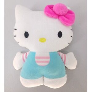 Sanrio Hello Kitty Plush Toy Kids Small White Blue Pink Bow Striped Outfit